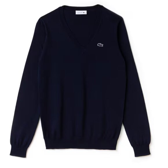 Lacoste Merino Wool V-Neck Sweater - Picture 1 of 12